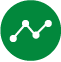 A green circle with white dots and a line in it