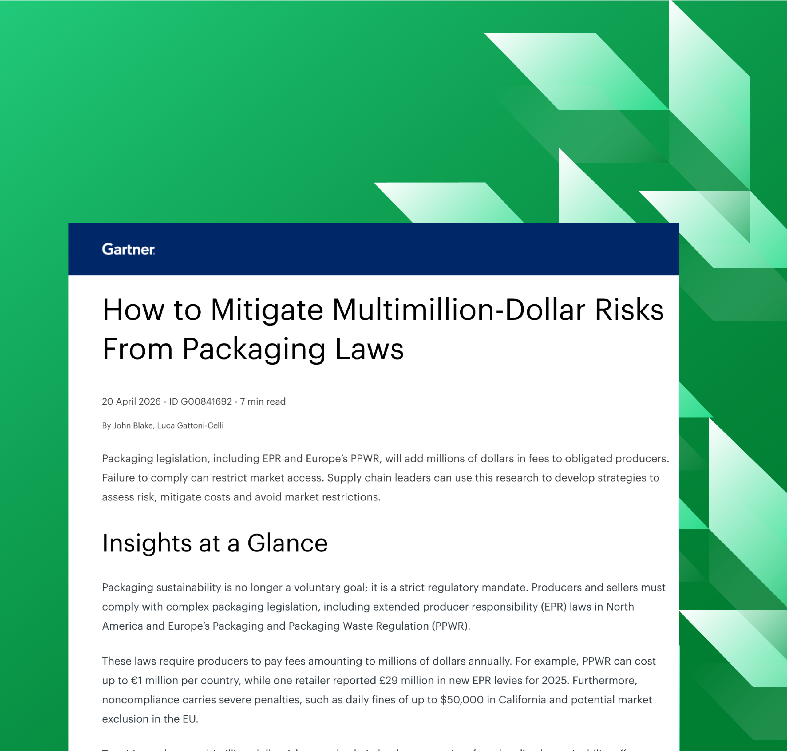 Complimentary Gartner® Report: How to Mitigate Multimillion-Dollar Risks From Packaging Laws