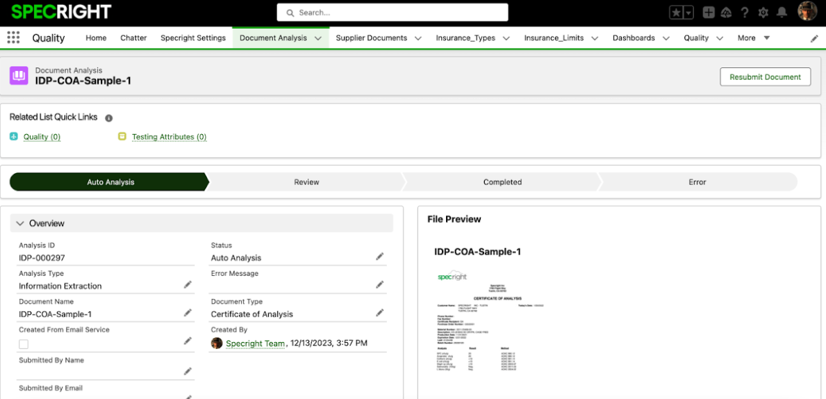 Intelligent Document Processing enhancements in Specright platform 