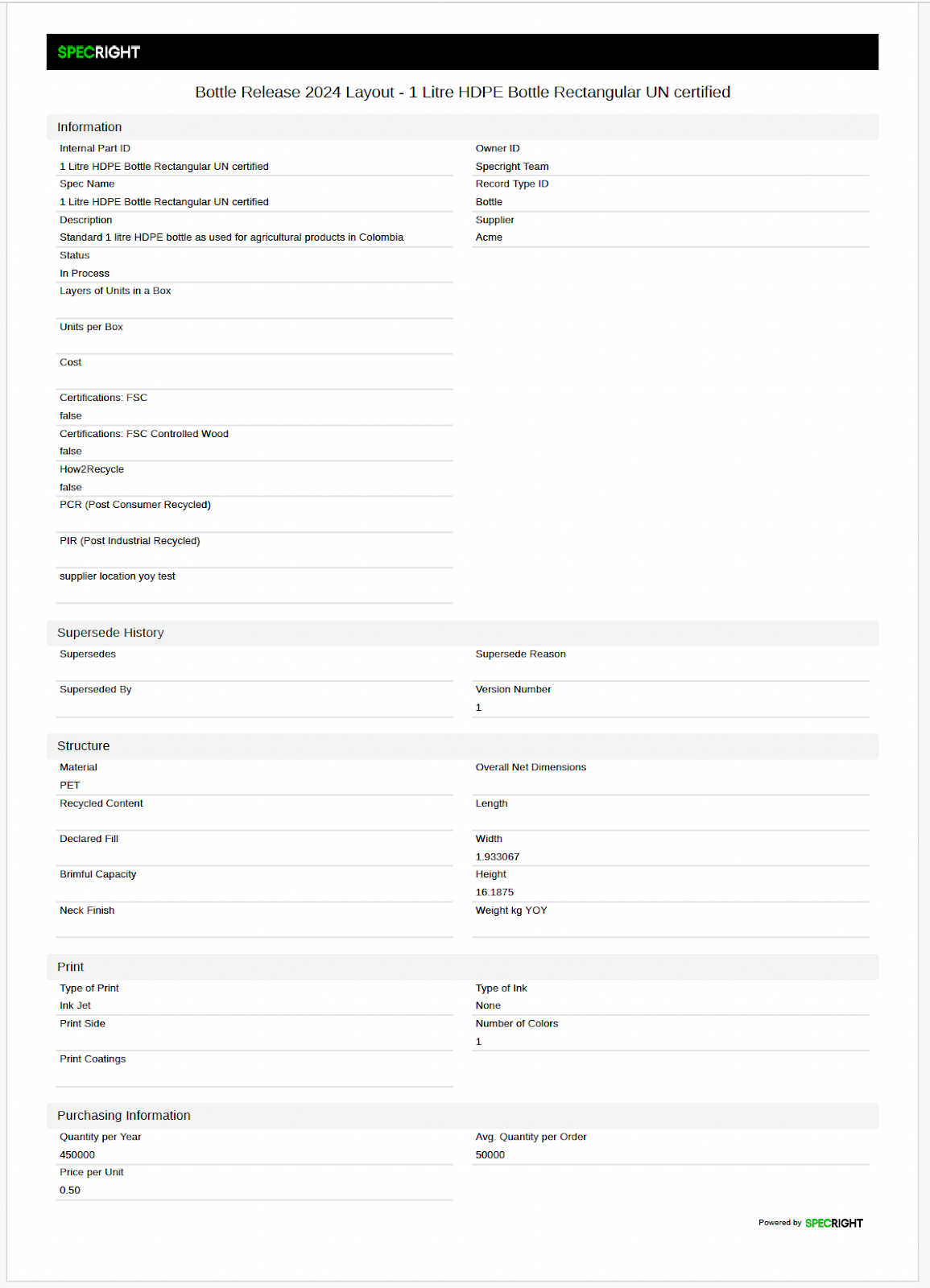 Spec Export PDF exporting feature