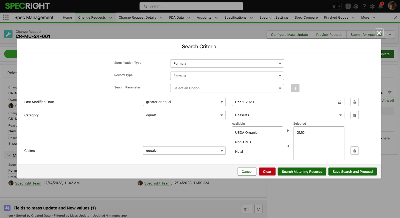 Revision Management enhancements in Specright platform