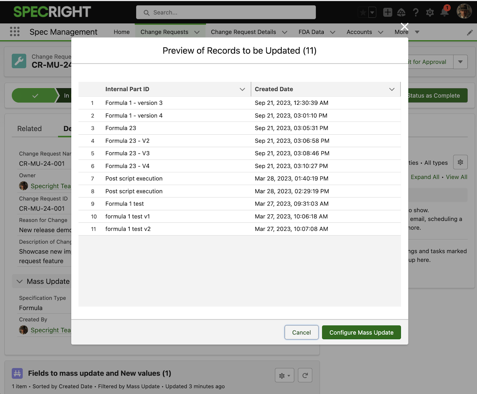 Revision Management feature enhancements in Specright platform