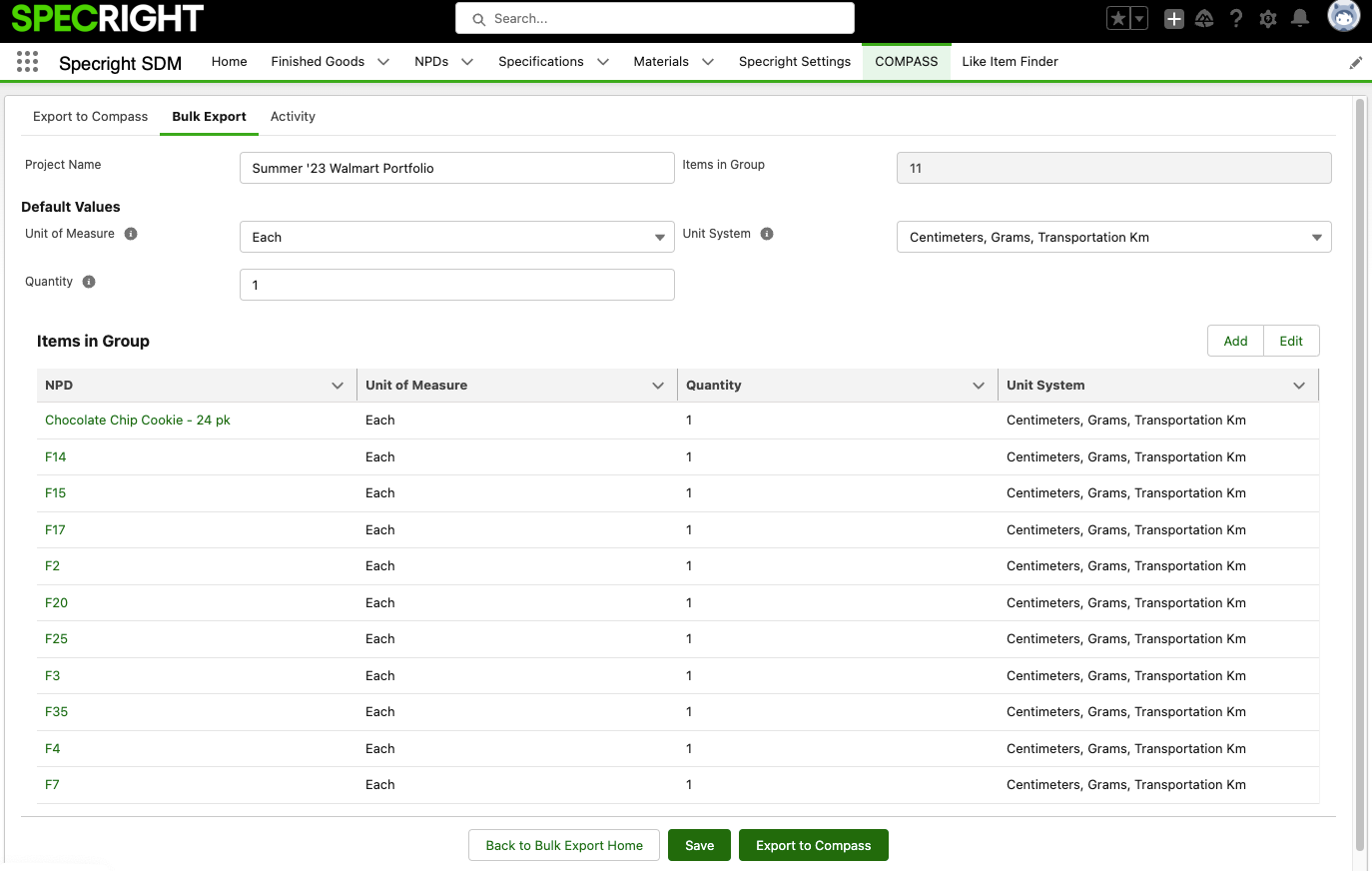 Trayak COMPASS integration Bulk Export feature