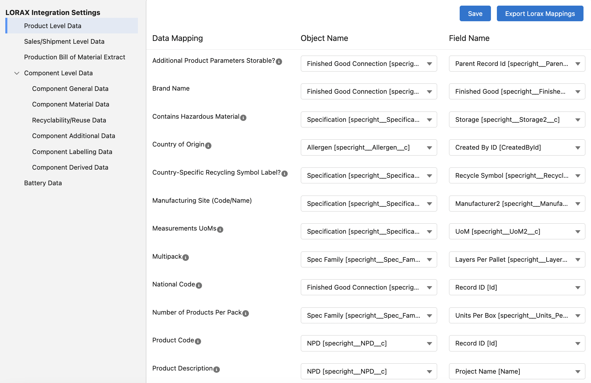 specright and lorax EPR integration feature