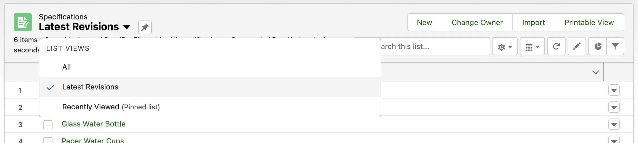 revision management feature in specright platform
